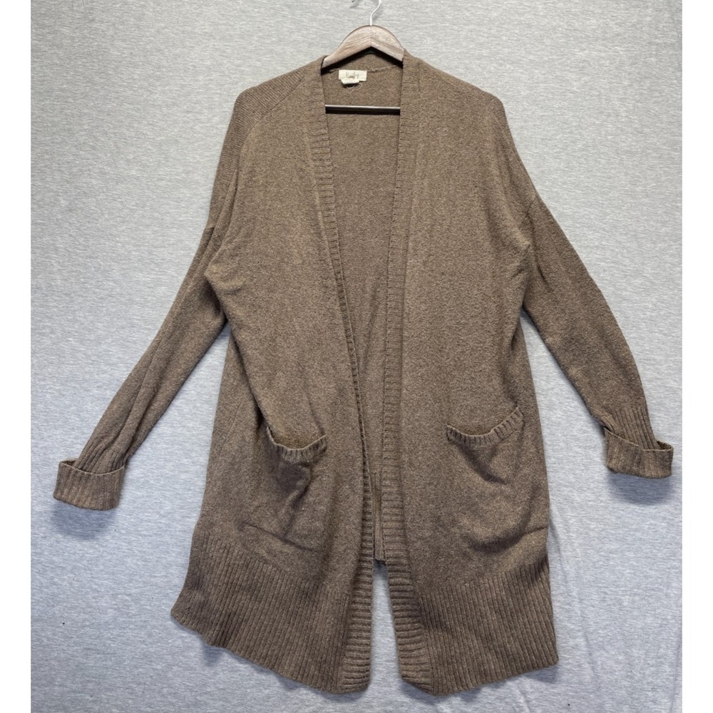 Kaisley‎ Cardigan Sweater Womens Medium Brown Cotton Tight Knit Open Font Winter